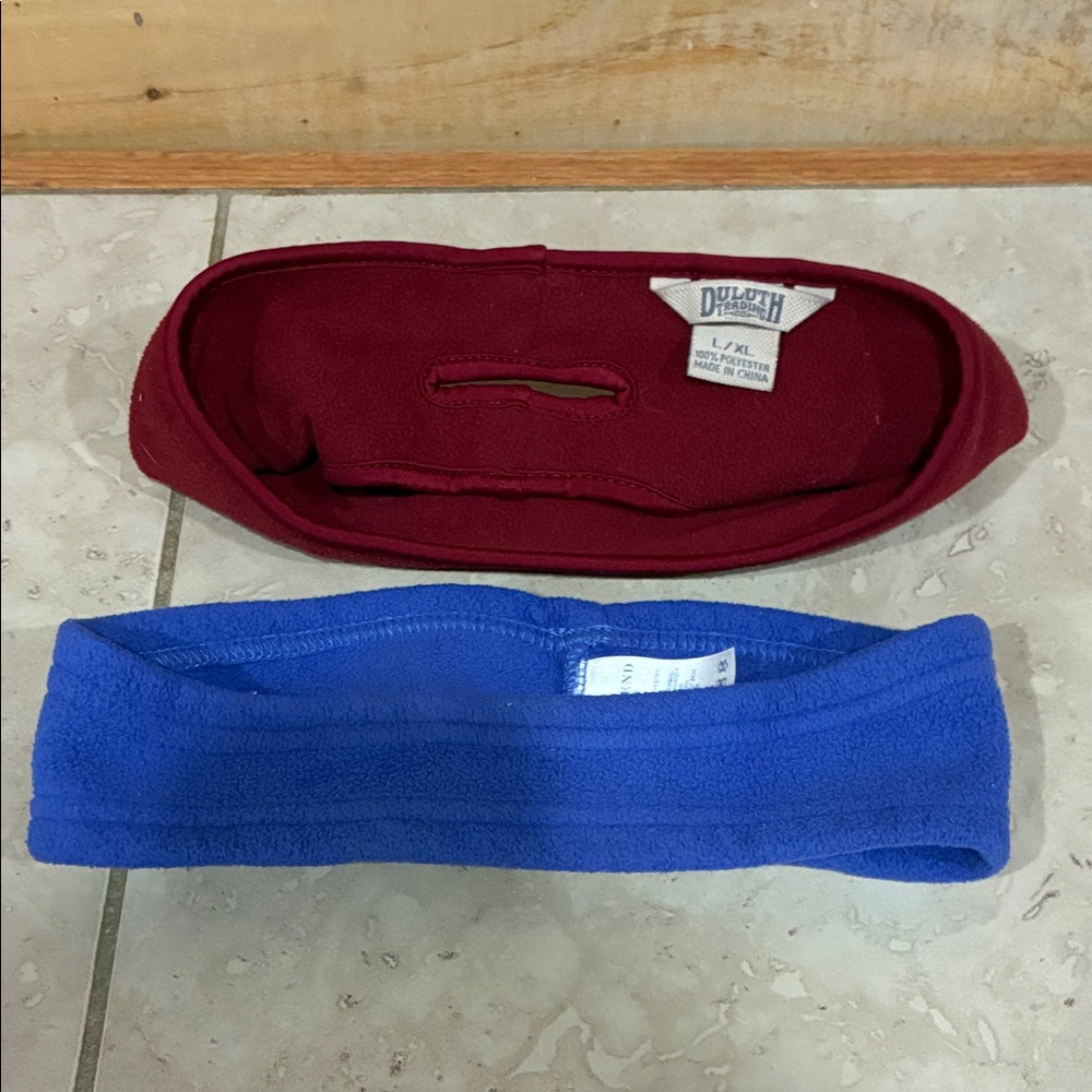 Duluth Trading Co Maroon Headband & Royal Blue Fleece Ear Warmer Set